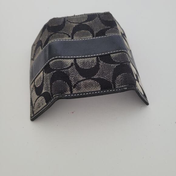 Damaged Coach Wallet Key Case Holder Black Canvas Leather Small - Picture 6 of 8